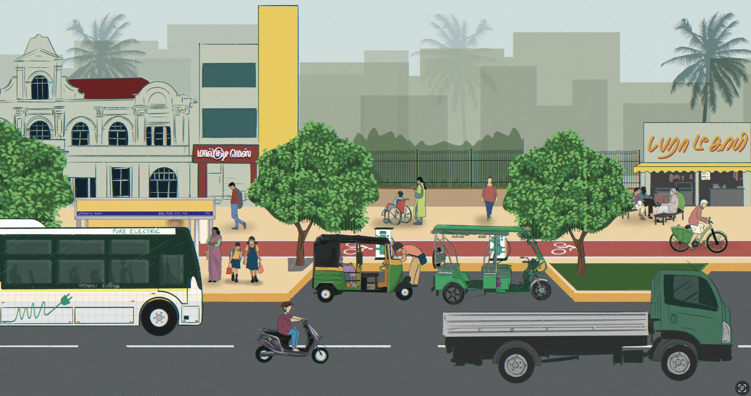 Electric bus representing clean transportation